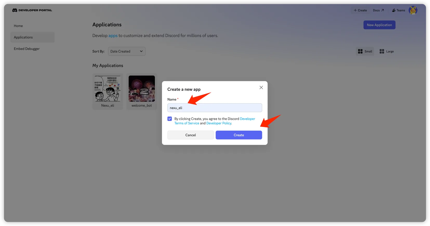 Create application
